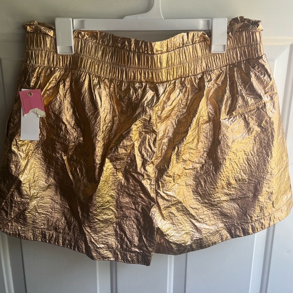 Simply Southern Women’s NWT Gold Metallic High Waisted 70s Style Retro Shorts XL - Picture 5 of 6